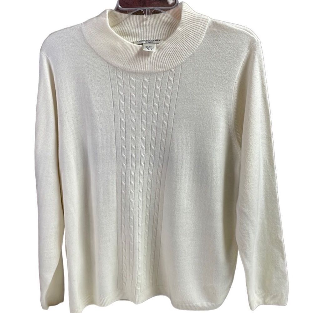 ALLISON DALEY Ladies White Long Sleeve Crew Neck Sweater SZ Petite Petite Large